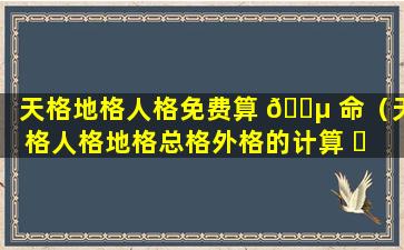 天格地格人格免费算 🌵 命（天格人格地格总格外格的计算 ☘ 方法）